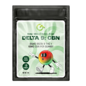 Picture of the packaging for Good CBD, Delta 9 + CBN gummies.