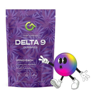 Picture of the bag for the brand Good CBD, 25mg Delta 9 THC gummies.