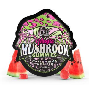 Picture of the package of magic mushroom gummies from Tre House with the flavor, Watermelon Wonder.