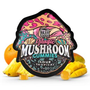 Picture of the bag for Tre House sour tropical magic mushroom gummies