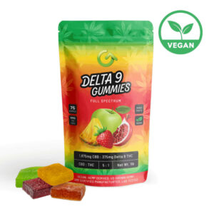 Picture of the packaging for Good CBD delta 9 gummies with 5mg of delta 9 per gummy.