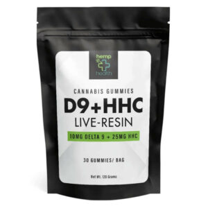 Picture of the bag for live resin, Delta 9 + HHC, gummies from Hemp Health.