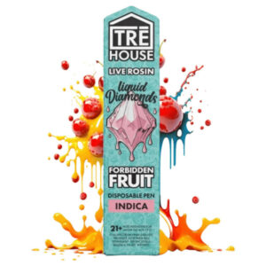 tre house live rosin disposable vape flavored with forbidden fruit strain.
