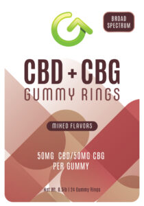 A photo render of Good CBD's 100mg CBD/CBG gummy rings.