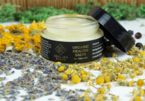 A photo rendition of healing roots organic CBD salve.