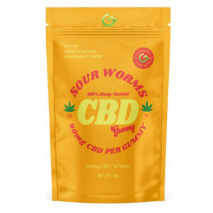 A photo rendering of Good CBD's 40mg CBD gummy worms.