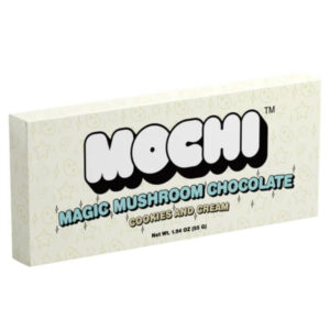 Photo rendering of Mochi shroom chocolate bar cookies and cream.